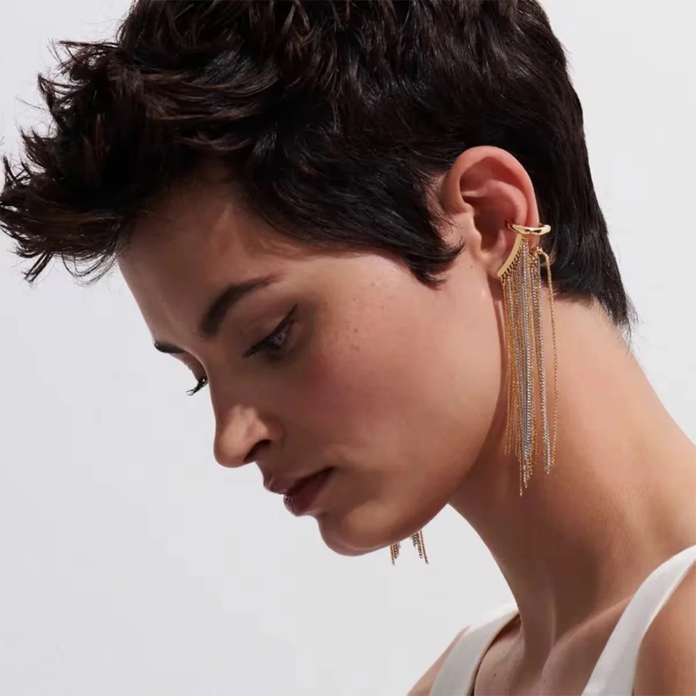 Chic Gold and Silver Dangle Earrings